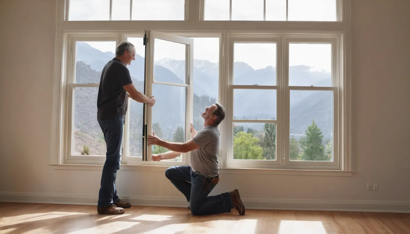 Friendly home window replacement provider fitting a new window in a house in Frederick